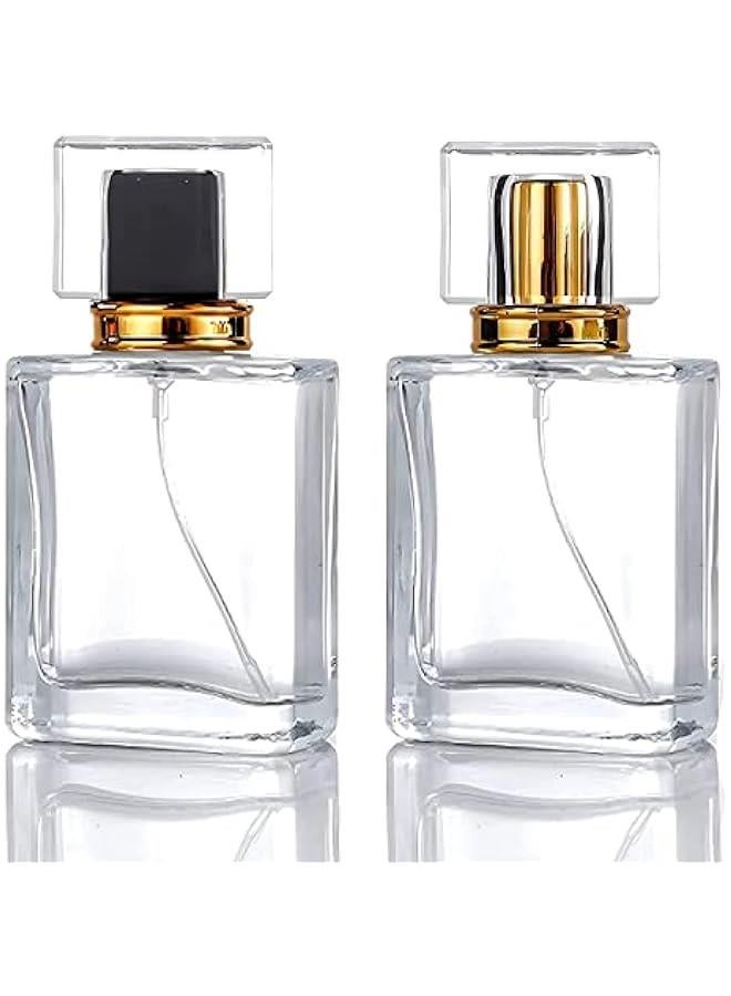 BWSJ Refillable Empty Gl Spray Bottles for Perfume and Essential Oils 50ml169 Oz Square Frosted Atomizer Fine Mist Spray for Makeup Tr Lotion Transparent 2 - Image 1