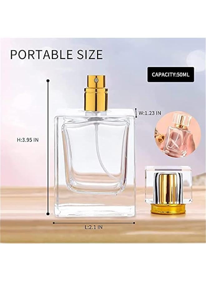 BWSJ Refillable Empty Gl Spray Bottles for Perfume and Essential Oils 50ml169 Oz Square Frosted Atomizer Fine Mist Spray for Makeup Tr Lotion Transparent 2 - Image 5