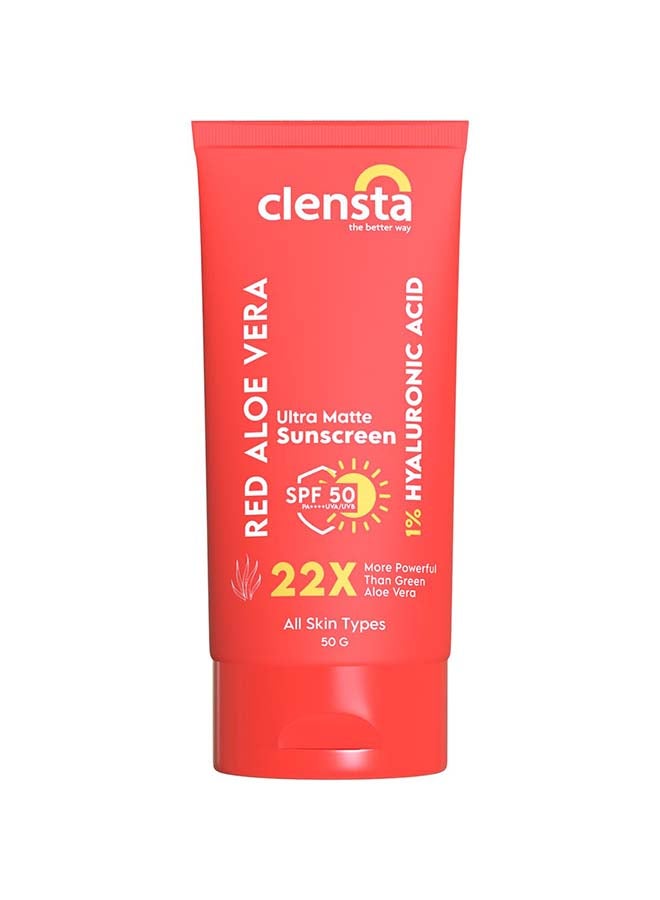 Clensta Red Aloe Vera Daily Matte Sunscreen SPF50  - Image 1