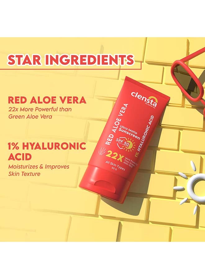 Clensta Red Aloe Vera Daily Matte Sunscreen SPF50  - Image 4
