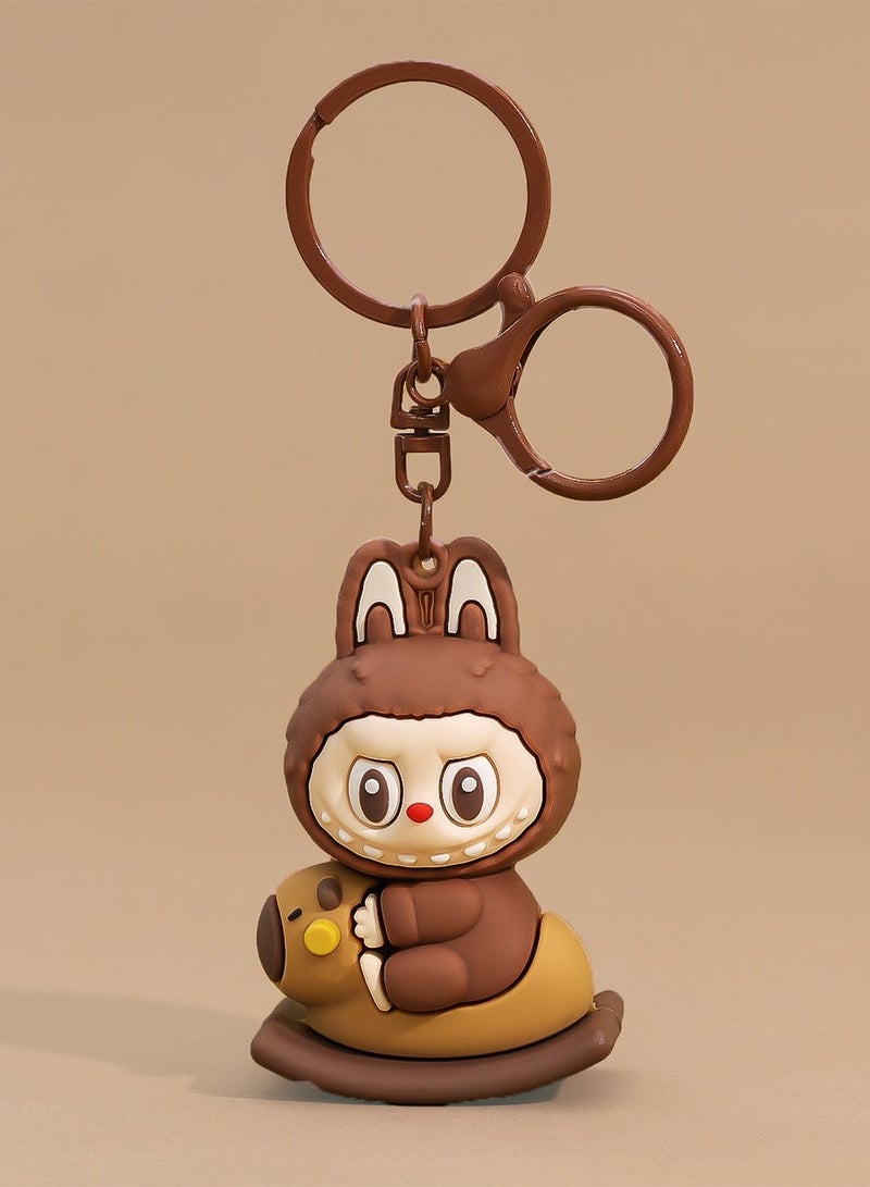 New Labubu Rocking Horse Keychain - Cute 3D Figurine, Creative Bag Charm for Students, Trendy Star-Inspired Design  - Image 1