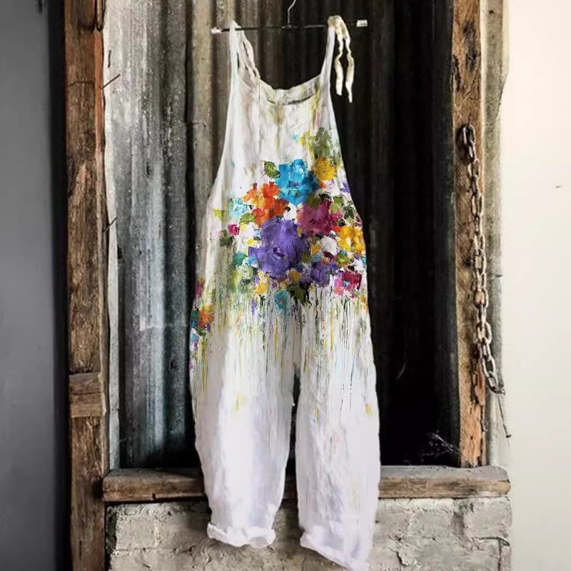 2025 Women'S Clothing Sweet And Fresh Printed Retro Wide-Leg Women'S Jumpsuit - Image 2