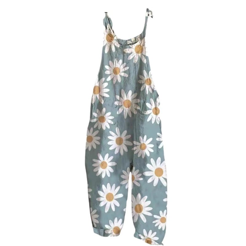 2025 Women'S Clothing Sweet And Fresh Printed Retro Wide-Leg Women'S Jumpsuit - Image 5