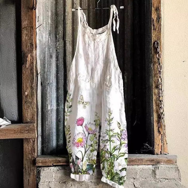 2025 Women'S Clothing Sweet And Fresh Printed Retro Wide-Leg Women'S Jumpsuit - Image 3