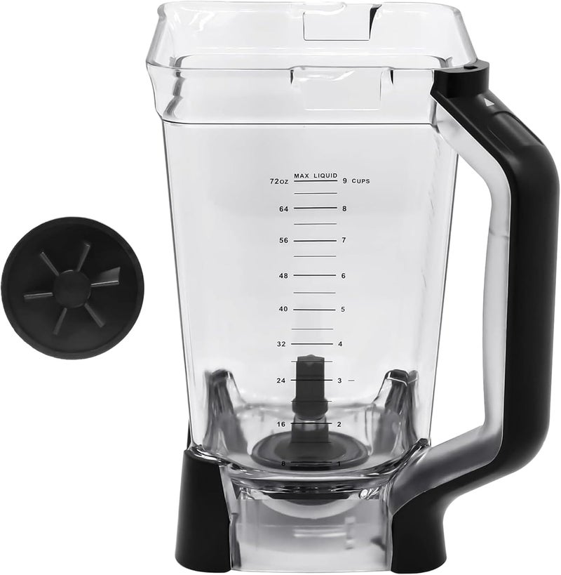 SettleDown Replacement Pitcher 72 oz XL Compatible with Ninja Blender (New Model) BL610,72oz Pitcher Blender Parts for Ninja BL710WM BL710WMC CO610B CO650B CT610,NEW Model Top Lid with Rim/Handle Extension ONLY - Image 1