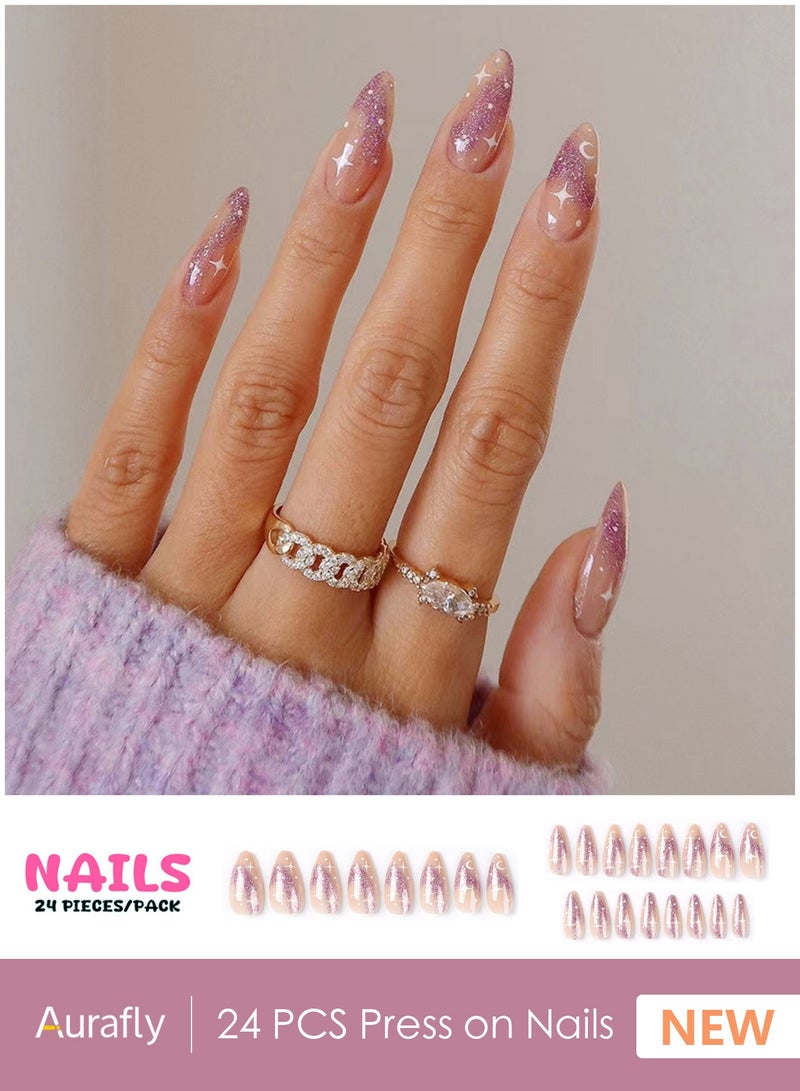 أورافلي مجموعة أظافر قابلة للارتداء مكونة من 24 قطعة، أظافر صناعية، أظافر أوروبية وأمريكية، متعددة الاستخدامات، قابلة للفصل، لا تؤذي الأظافر، الأظافر النهائية مناسبة للفتيات - Image 1