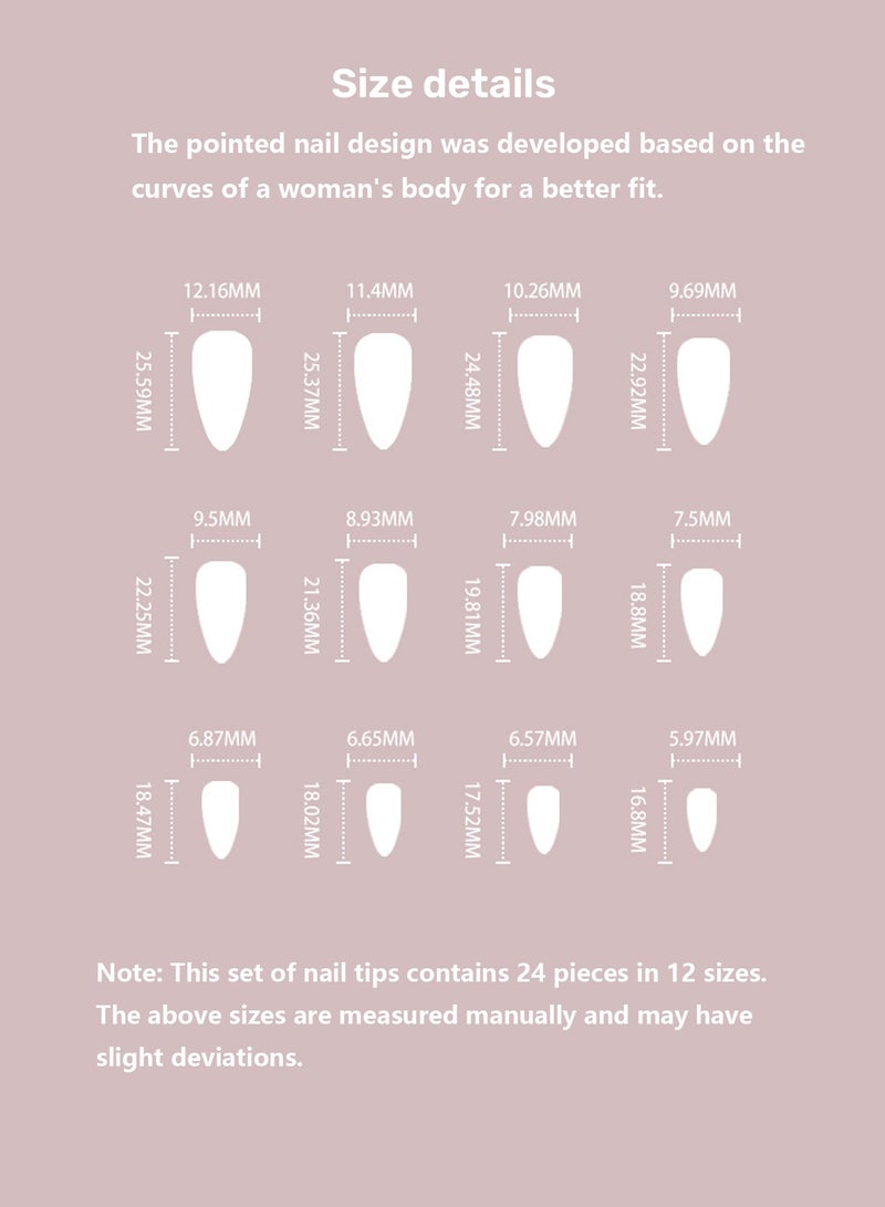 أورافلي مجموعة أظافر قابلة للارتداء مكونة من 24 قطعة، أظافر صناعية، أظافر أوروبية وأمريكية، متعددة الاستخدامات، قابلة للفصل، لا تؤذي الأظافر، الأظافر النهائية مناسبة للفتيات - Image 3