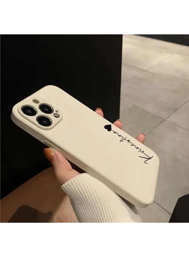 Customized Khaki Litchi Pattern Faux Leather Phone Case For IPhone 14 Pro Max Birthday Gift - Image 5