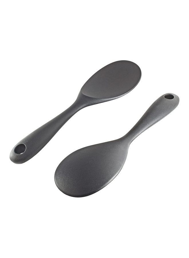 NIBEMINENT Long handle Heat resistant Non-stick Rice spoon Black 22.5x 6.8cm - Image 1