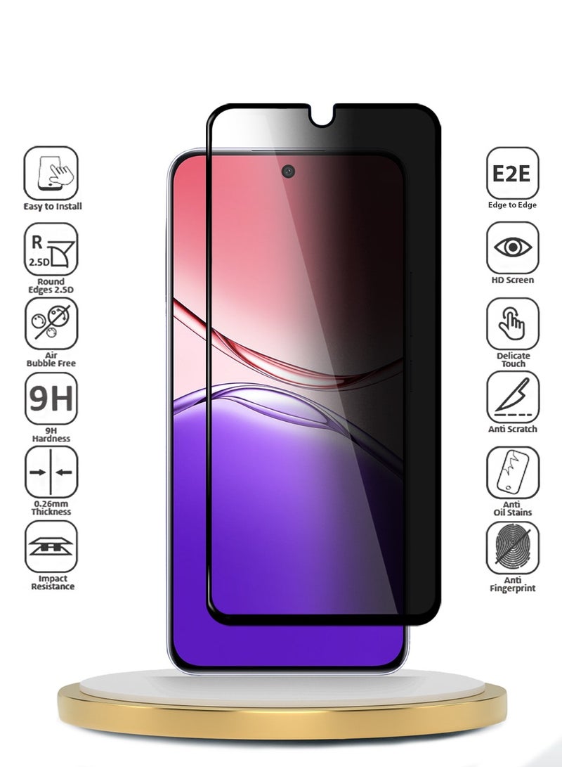 Wtech Oppo A5 Pro 5G 2025 Premium E2E Series Privacy Full Glue Full Cover Tempered Glass Screen Protector (MSGECP) - Clear/Black - Image 2