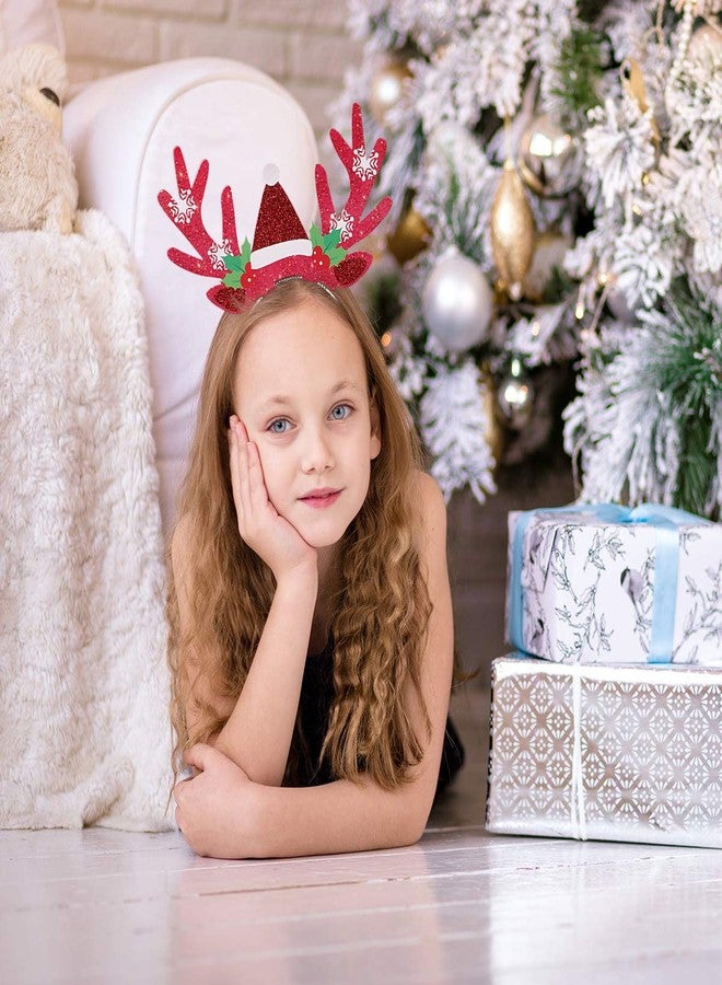 أموسفون طوق رأس على شكل قرون غزال الرنة من آموسفن، مناسب لحفلات الكريسماس، طوق شعر مزين بأذنين، إكسسوارات شعر للكريسماس، قبعات حفلات على شكل قرون غزال الرنة، 9 قطع - Image 3