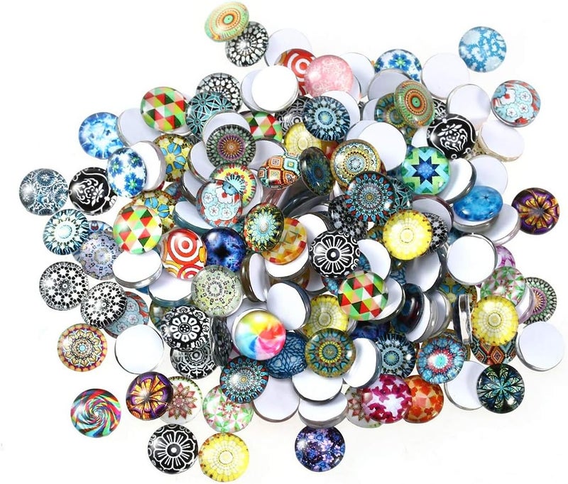 klarako 200pcs Mosaic Tiles 12mm Mixed Round Glass Wall Tile for Crafts Glass Mosaic Supplies for Jewelry Making - Image 1