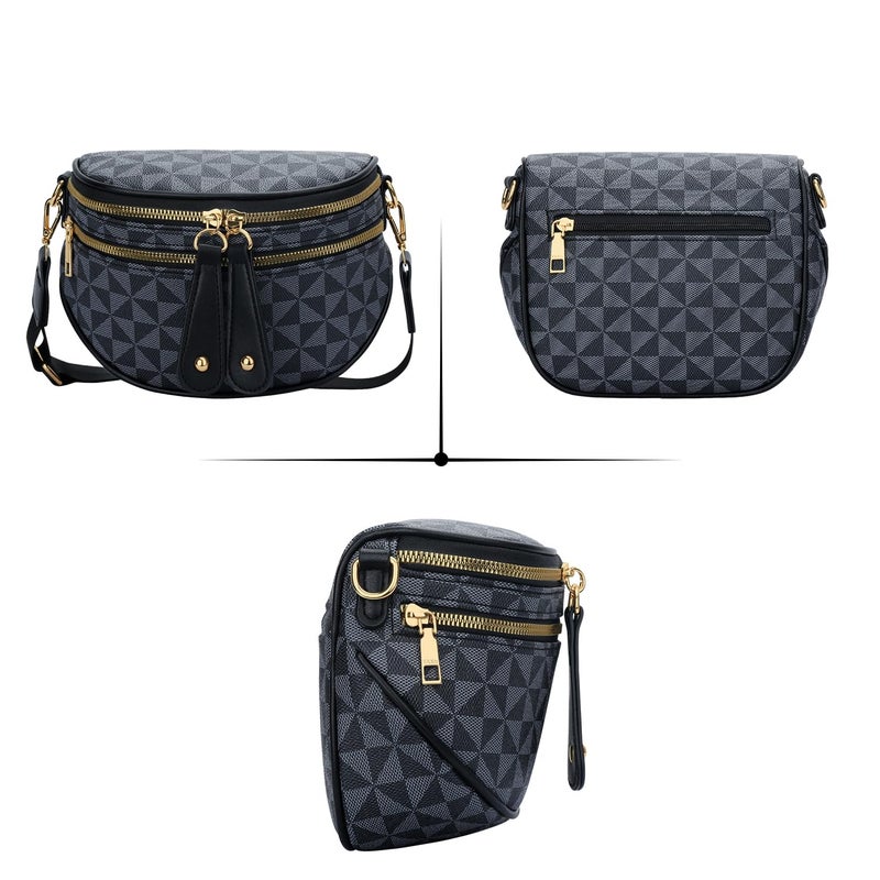 KKXIU Crossbody Sling Bag for Women Trendy Fanny Pack Vegan Leather Chest Bag(1-Black) - Image 4