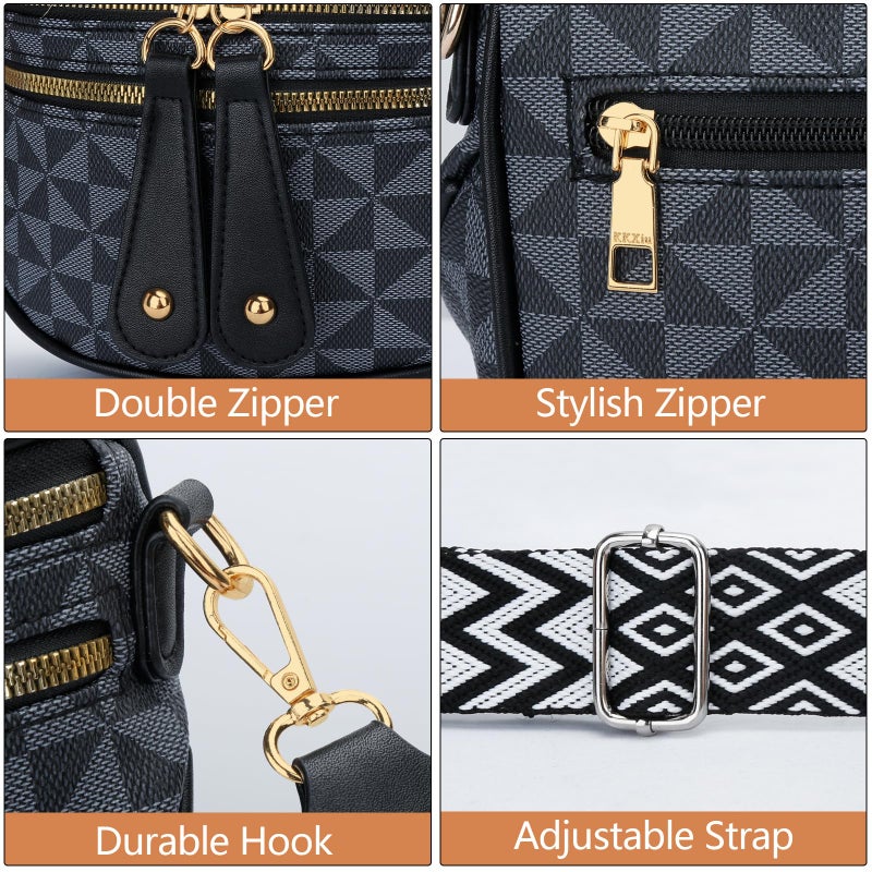 KKXIU Crossbody Sling Bag for Women Trendy Fanny Pack Vegan Leather Chest Bag(1-Black) - Image 5