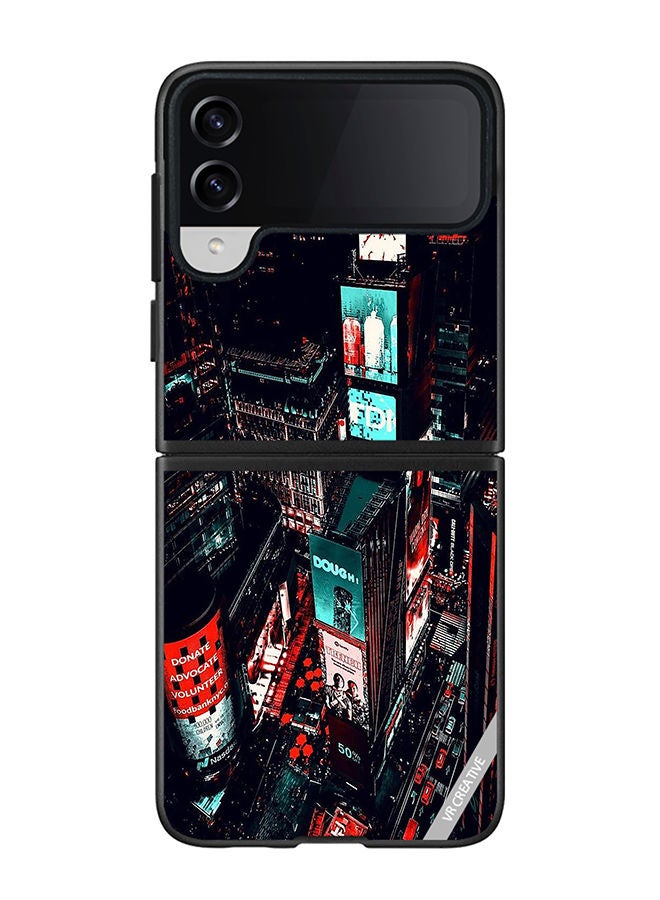 VR CREATIVE Protective Case Cover For Samsung Galaxy Z Flip4 Times Square Design Multicolour - Image 1