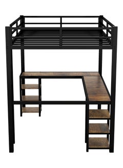 Designs Metal Loft Bed, Furniture with L-Shape Desk and 6 Shelves, Space Saving Full Loft Bed with Desk Underneath for Kids,Teens,Girls,Boys,Black - pzsku/Z23BFBB8DCEFA174D2584Z/45/_/1736218376/c0871cf0-94d8-446b-bdb8-d75595c7476c