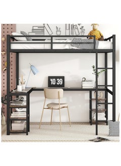 Designs Metal Loft Bed, Furniture with L-Shape Desk and 6 Shelves, Space Saving Full Loft Bed with Desk Underneath for Kids,Teens,Girls,Boys,Black - pzsku/Z23BFBB8DCEFA174D2584Z/45/_/1736218379/3d9fb037-9844-44f0-b1d0-6092e8596ebf