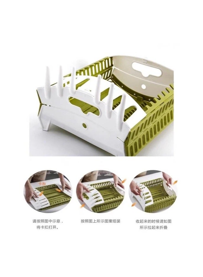 Folding Plastic Dish Rack - Multicolor - Image 3