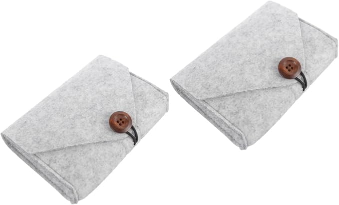 2 Pcs Grey Storage Organizer Pouch For Cables Chargers And Accessories 16X11CM Travel Everyday Use - Image 1