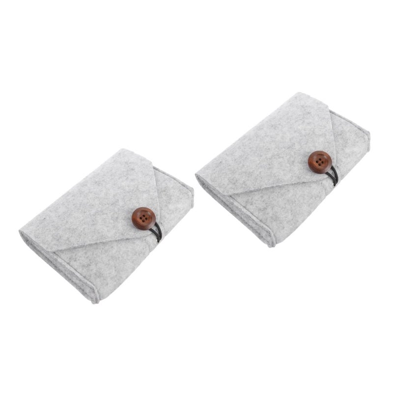 2 Pcs Grey Storage Organizer Pouch For Cables Chargers And Accessories 16X11CM Travel Everyday Use - Image 2