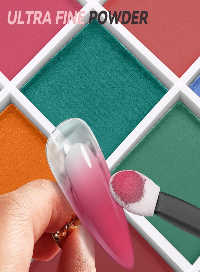 DRMODE Nail Pigment Powder Palette, 9 Colors Solid Pigment Powder for Nails Ombre Gradient French Manicure, Nail Art Palette Rub Dust Glitter Manicure Home DIY Decoration Accessories, Bright Colors - Image 3