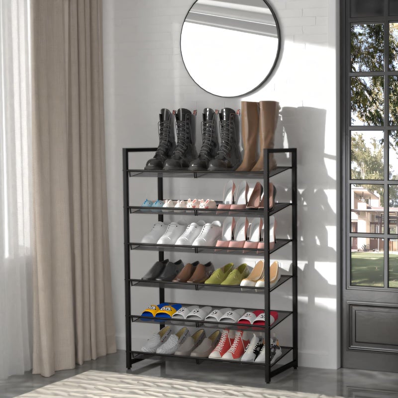 MILEFA Shoe Rack, 6-Tier Metal Shoe Organizer, Tall Shoe Rack for Closet,entryway,Garage, with Adjustable Flat or Angled Shelves, Holds 18-24 Pairs,Shoes That can accommodate The Whole Family. - Image 2