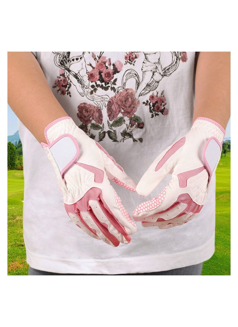 SYOSI - Golf Gloves for Women's Hands, Pair of Synthetic PU Soft Silicone Non-Slip Ventilated Comfort Pink Fit Fashion, High Quality and Genuine Leather, Student, Golf Gloves, Tech Made, Pink Soft - Image 1