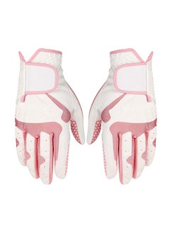 Golf Gloves for Women's Hands, Pair of Synthetic PU Soft Silicone Non-Slip Ventilated Comfort Pink Fit Fashion, High Quality and Genuine Leather, Student, Golf Gloves, Tech Made, Pink Soft
