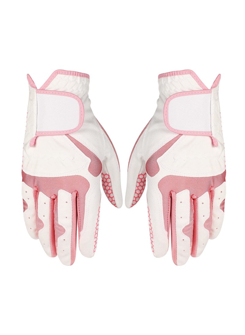 SYOSI - Golf Gloves for Women's Hands, Pair of Synthetic PU Soft Silicone Non-Slip Ventilated Comfort Pink Fit Fashion, High Quality and Genuine Leather, Student, Golf Gloves, Tech Made, Pink Soft - Image 1