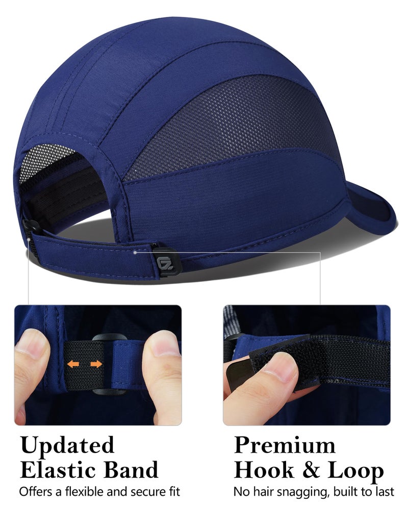 GADIEMKENSD Cooling Running Hat Quick Dry Summer Baseball Cap UPF50+ Sports Sun Caps Breathable Mesh Trucker Dad Hats Unstructured for Golf Tennis Hiking Gym Camp American Blue S/M 6 7/8-7 1/4 - Image 3