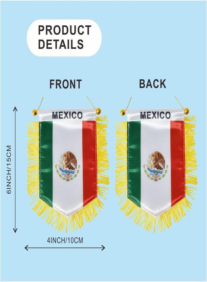 Ckexin Mexico Hanging Flag with Suction Cup Double Sided Mini 4x6 Inch Mexican Banner Decorations for Car Home Wall Door Window - Image 2