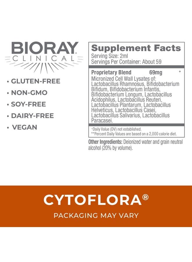 BIORAY Professional CytoFlora - 4 fl oz - Probiotic Immunity Tonic - Improves Bowel & Gut Function - Non-GMO, Vegetarian, Gluten Free - Image 2