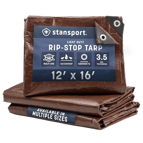 Stansport Light-Duty Rip-Stop Tarp 12' x 16' - Brown (U-1216) - Image 1