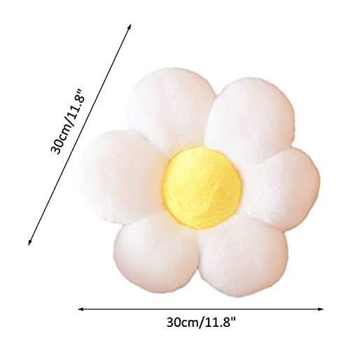 lannery Flower Plush Throw Pillows, Flower Floor Pillow Seating Cushion Toy for Reading, Room, Watching TV (11.8", White-2) - Image 4