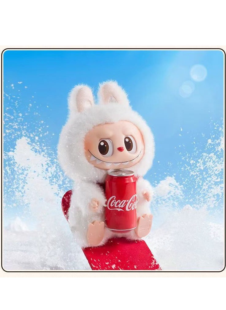 POP MART Plush Toy Made in China POP Doll MART Coke Series White Labubu Stand Models Bubble Mart Series Sit Sit Party Stand Up Model Tide Play Vinyl Face Plush Blind Box Coke Labubu Plush Toys Doll Selectable Including Hidden China Version for Kids Adults Boy Girls Soft Plush Birthday Gifts for Children  - Image 2