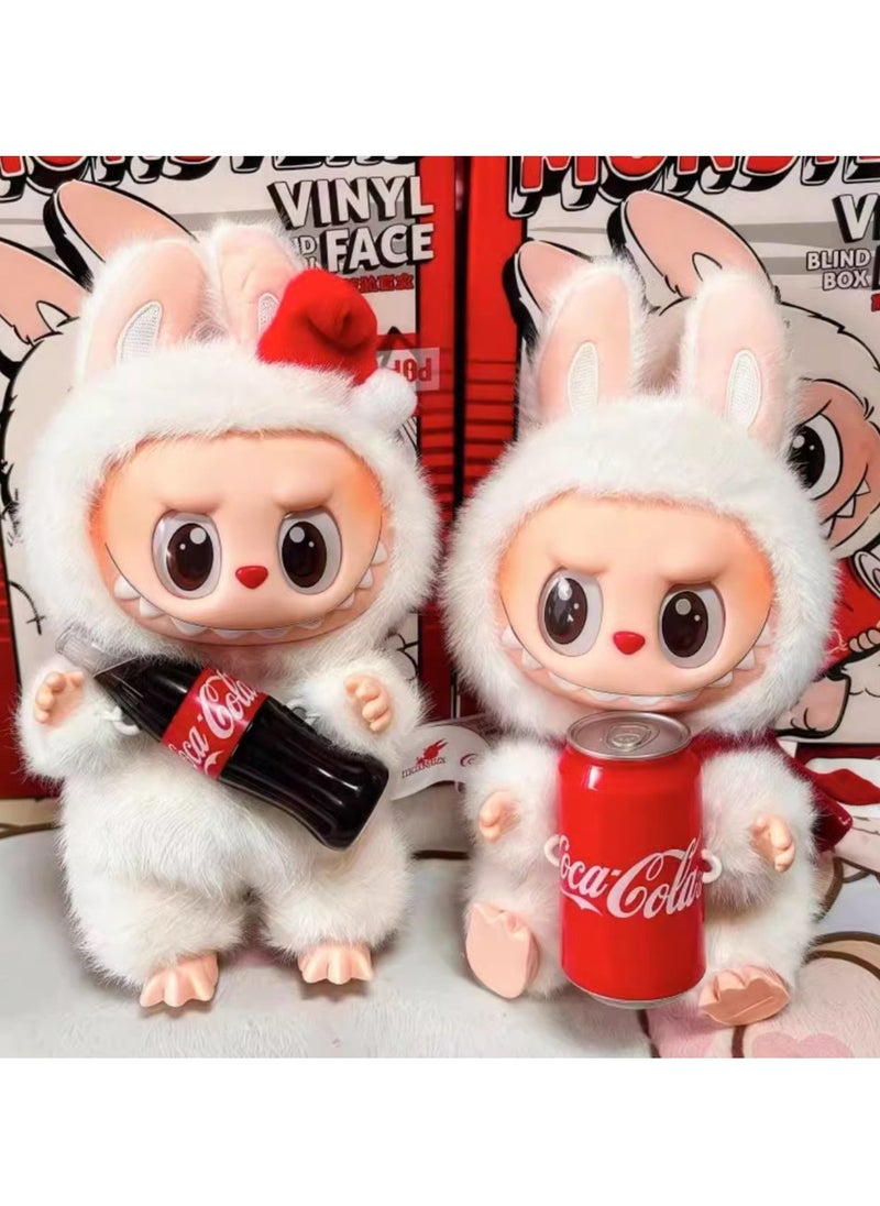 POP MART Plush Toy Made in China POP Doll MART Coke Series White Labubu Stand Models Bubble Mart Series Sit Sit Party Stand Up Model Tide Play Vinyl Face Plush Blind Box Coke Labubu Plush Toys Doll Selectable Including Hidden China Version for Kids Adults Boy Girls Soft Plush Birthday Gifts for Children  - Image 3