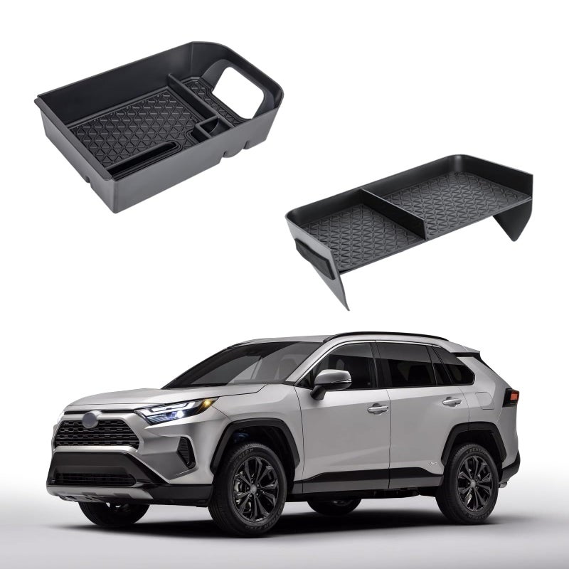 Neepiar 2PCS Center Console Organizer Tray and Armrest Storage Box Compatible with Toyota RAV4 2025 2024 2023 2022 2021 2020 2019 Insert Secondary Storage box Accessories