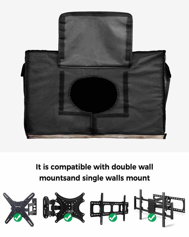 Vintage American Flag Outdoor TV Cover 70 to 75 Inches Weatherproof Waterproof Eagle Wreath Enclosure with Remote Control Pocket Blue Red - Image 5