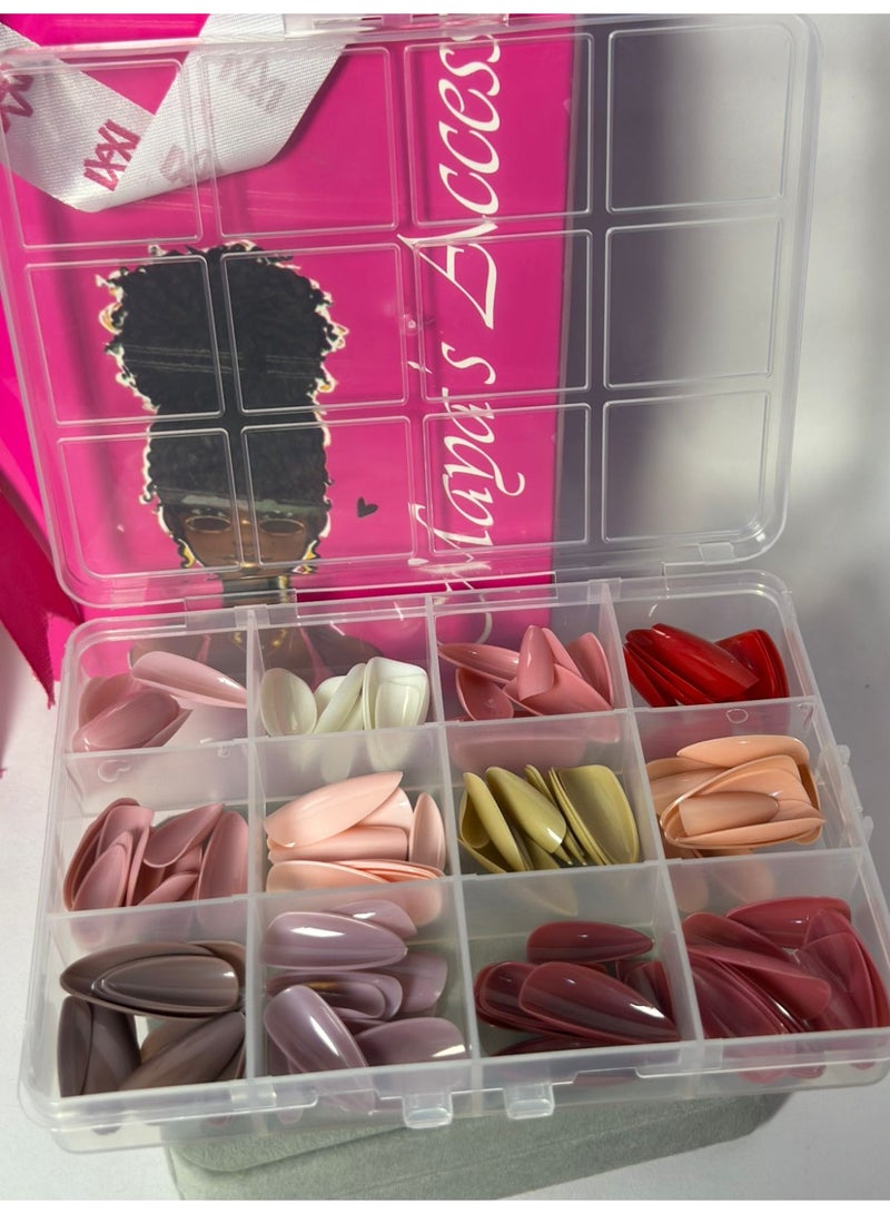 maya accessories False Nails / 144pcs Different Sizes / 12 Colors (with box) - Image 2
