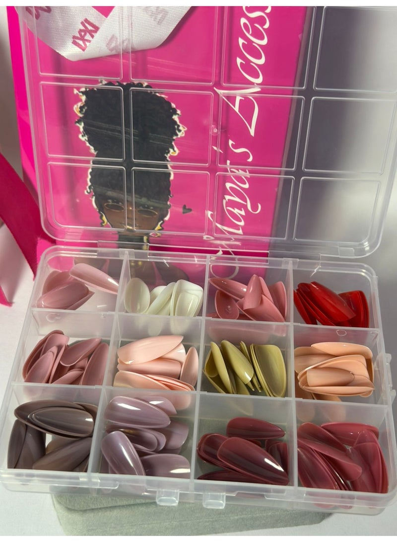 maya accessories False Nails / 144pcs Different Sizes / 12 Colors (with box) - Image 1