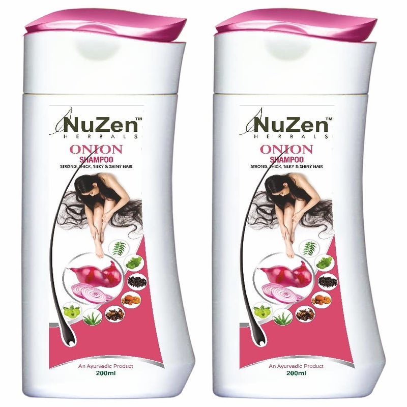 NuZen Herbal Onion Shampoo 200ml (Pack of 2) I Strong I Thick I Silky I Shiny Hair - Image 1