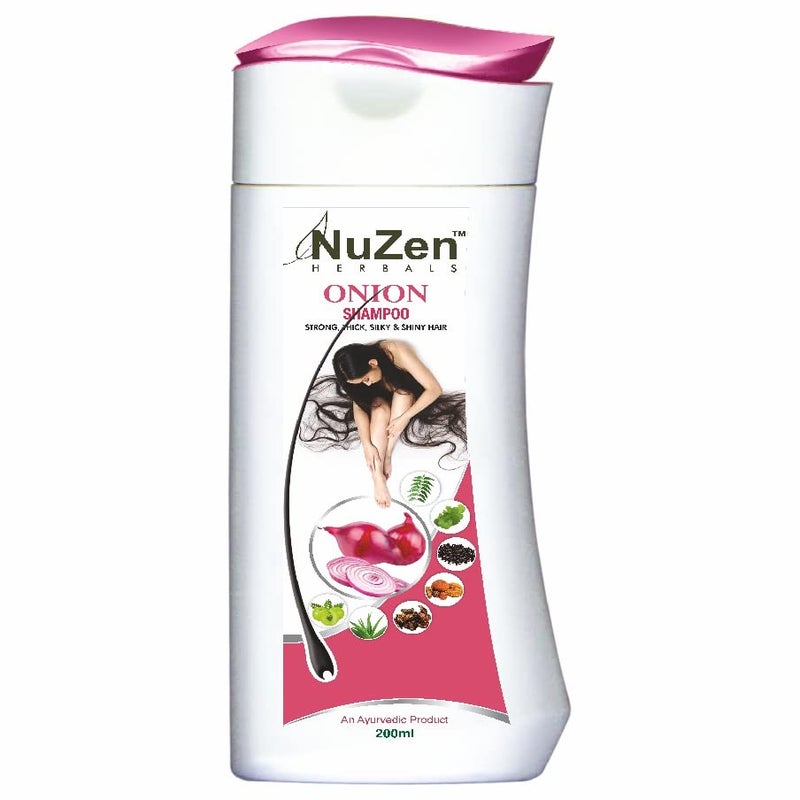 NuZen Herbal Onion Shampoo 200ml (Pack of 2) I Strong I Thick I Silky I Shiny Hair - Image 2