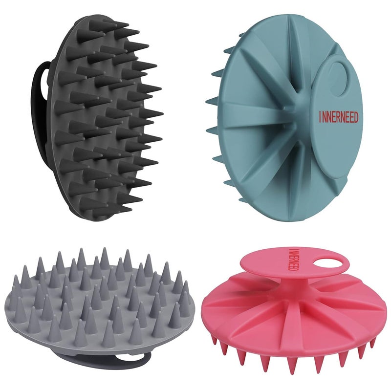 Innerneed Scalp Massager Shampoo Brush, Wet & Dry Manual Scalp Care Head Scrubber Hair Washing, Soft Silicone Bristles, for Hair Growth, Dandruff Removal (Pack of 4) - Image 1