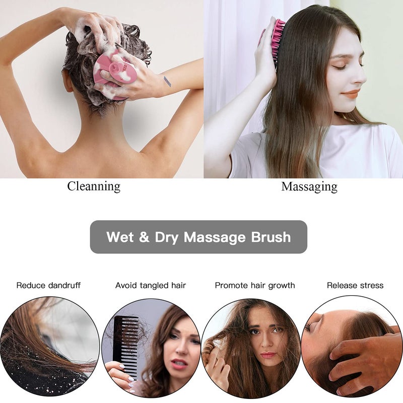Innerneed Scalp Massager Shampoo Brush, Wet & Dry Manual Scalp Care Head Scrubber Hair Washing, Soft Silicone Bristles, for Hair Growth, Dandruff Removal (Pack of 4) - Image 4