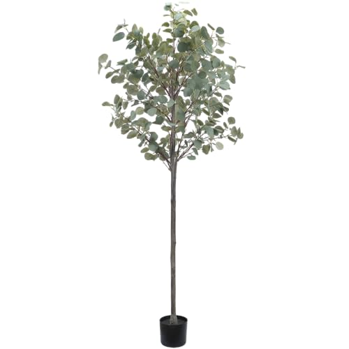 Gresorth 6Ft Artificial Eucalyptus Tree Decoration Realistic Simulation Plant with Leaves Fake Pre Potted Topiary Model - Image 1