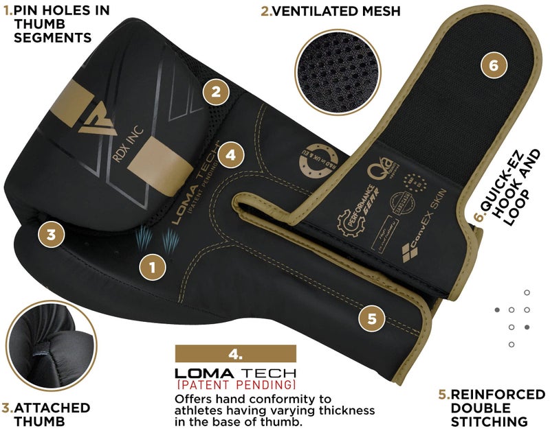 RDX Boxing Gloves, Pro Training Sparring, Maya Hide Leather, Muay Thai MMA Kickboxing, Men Women Adult, Heavy Punching Bag Focus Mitts Pads Workout, Ventilated Palm, Multi Layered, 8 10 12 14 16 18 Oz - Image 4