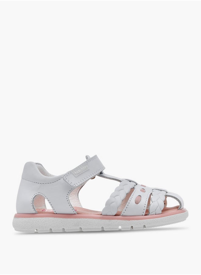 Pablosky Girls' Braided Sandals with Hook and Loop Closure  - Image 2
