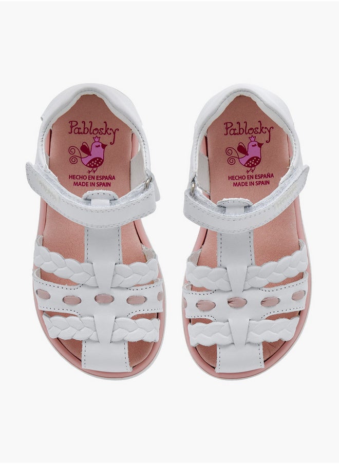 Pablosky Girls' Braided Sandals with Hook and Loop Closure  - Image 1