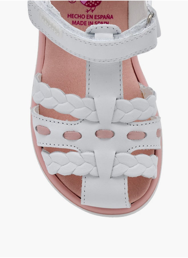 Pablosky Girls' Braided Sandals with Hook and Loop Closure  - Image 3