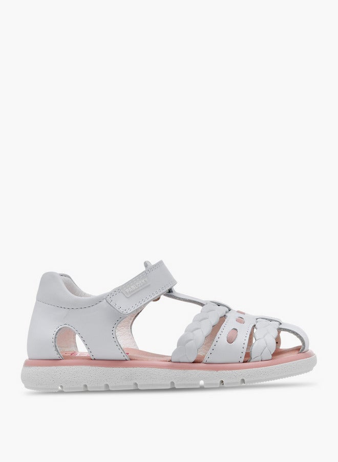 Pablosky Girls' Braided Sandals with Hook and Loop Closure - Image 1